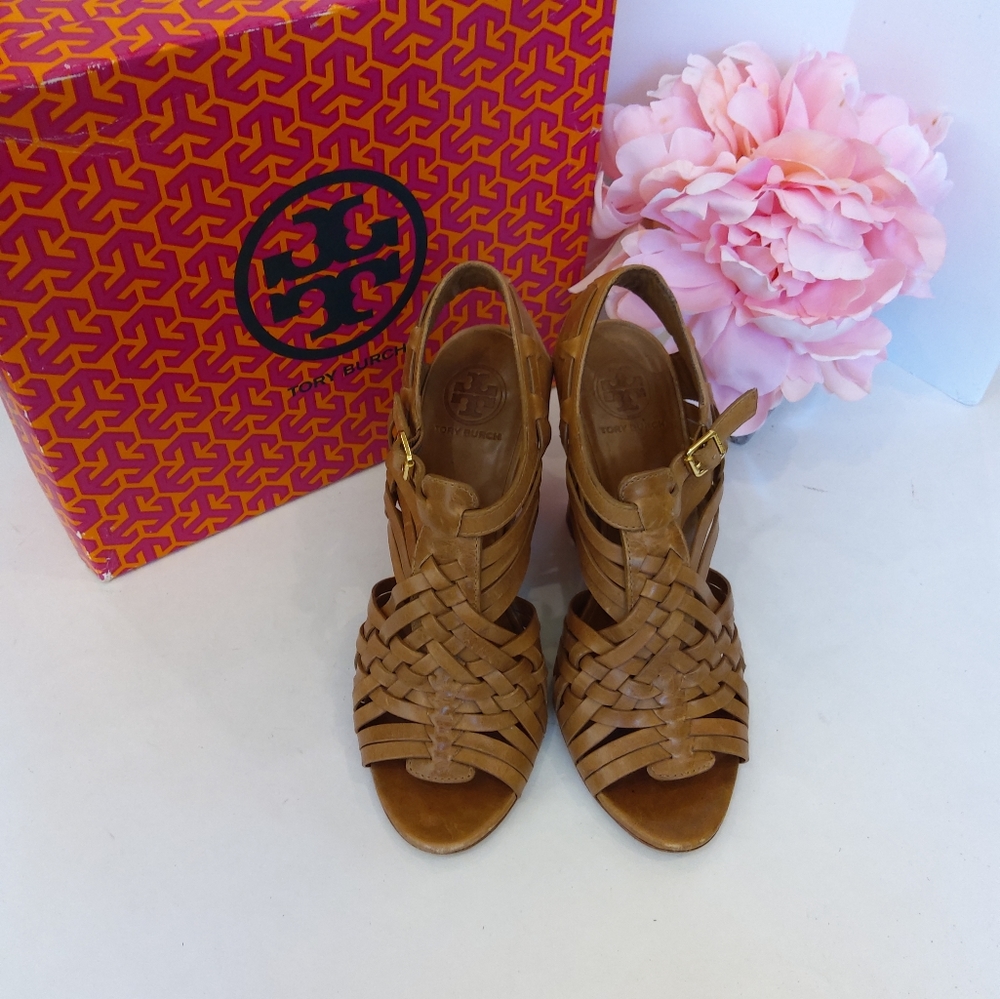 Tory Burch Tan Wedge Sandals - Picture 2 of 11